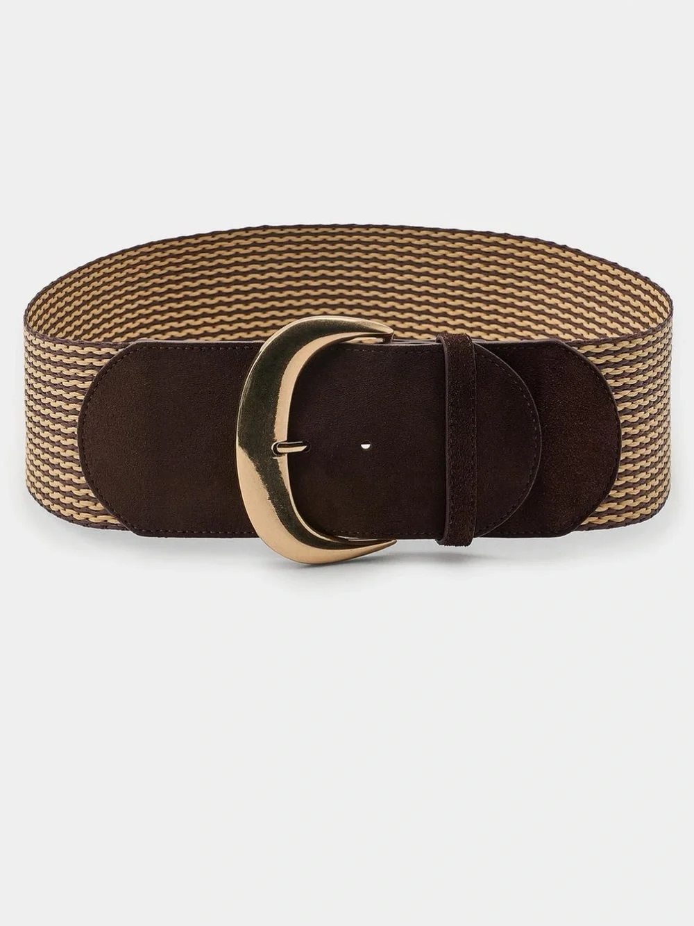 Zara raffia split leather belt